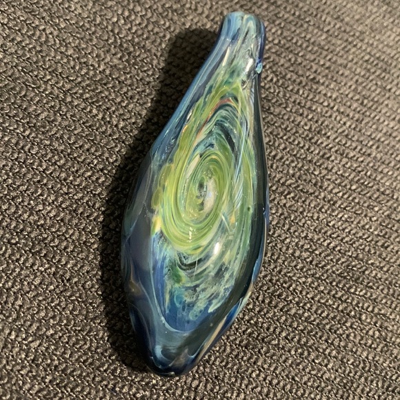 Abstract handmade hand blown glass pendant beautiful multicolor wearable art - Picture 2 of 16